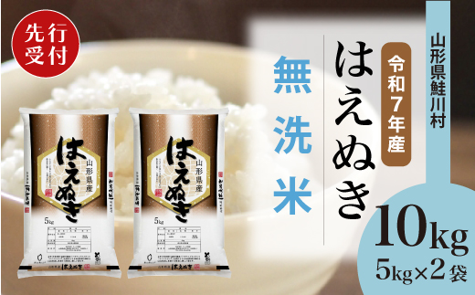 ＜令和7年産米先行受付＞ 山形県産 はえぬき 【無洗米】 10kg （5kg×2袋） 配送時期指定できます！