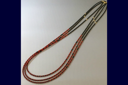 【ケンセン35】赤珊瑚 オニキス 3連ネックレス / シルバー｜室戸 ブランド ネックレス