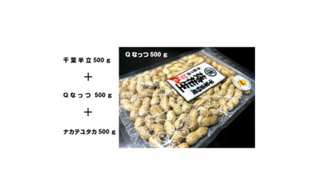 落花生三種味比べセット 【Qなっつ、千葉半立、ナカテユタカ 各500g×3袋　総重量1.5kg】 落花生 落花生 落花生 ピーナッツ ピーナッツ ピーナッツ
