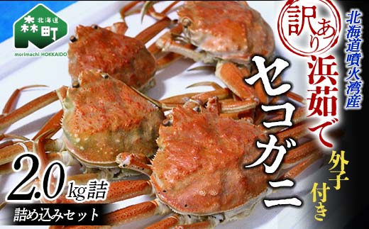 【訳あり】浜茹でオオズワイガニのメス（外子付き）2kg 詰め込みセット 北海道噴火湾産 ＜道産ネットミツハシ＞ かに カニ 蟹 がに 北海道 森町 ふるさと納税 mr1-0727