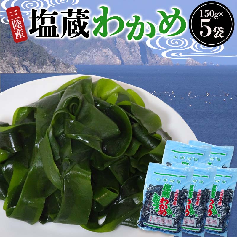 ヤマダイ山崎の三陸産塩蔵わかめ150g×5袋  わかめ 塩蔵 若布 しゃぶしゃぶ 海藻酢物 味噌汁の具 ミネラル 三陸山田 山田町 山田湾  YD-1022