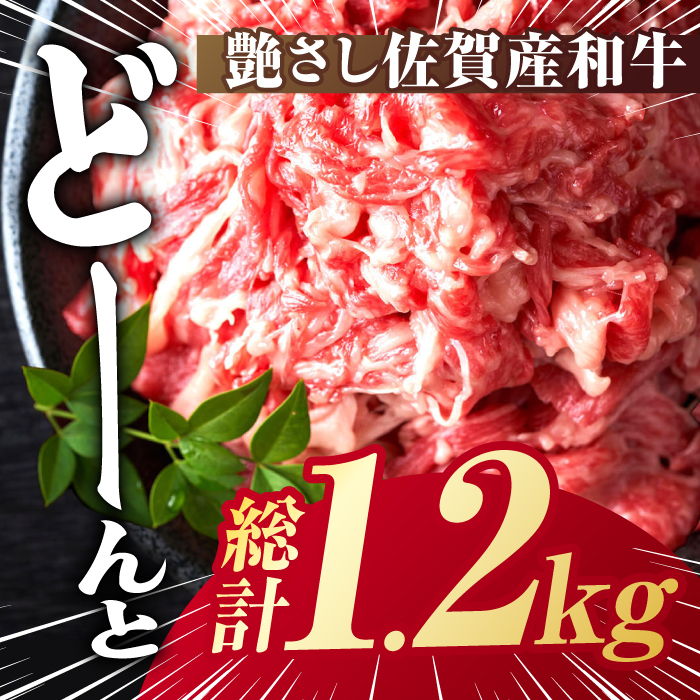 【不揃い訳あり・部位おまかせ】佐賀産和牛 切り落とし 肩orバラ 計1.2kg（600g×2） 吉野ヶ里町 [FDB001]