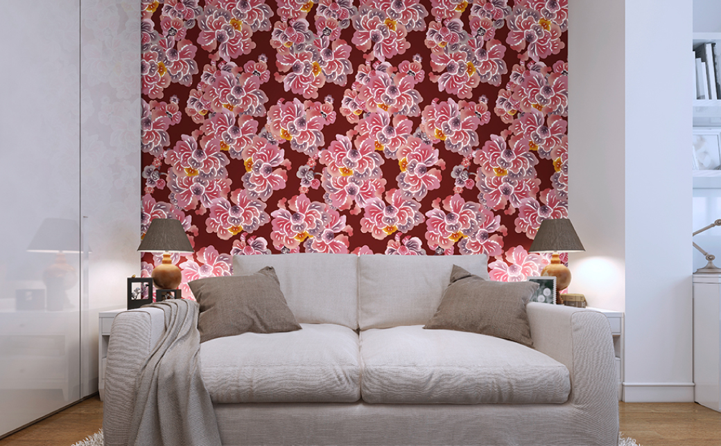 紅型壁紙 2m SOURIRE スーリール | 紅琉 BINRYU アラヤプランニング株式会社 | 沖縄 伝統工芸 びんがた 紅型 | 防炎 抗菌 壁紙 | テキスタイル インテリア モダン ナチュラ