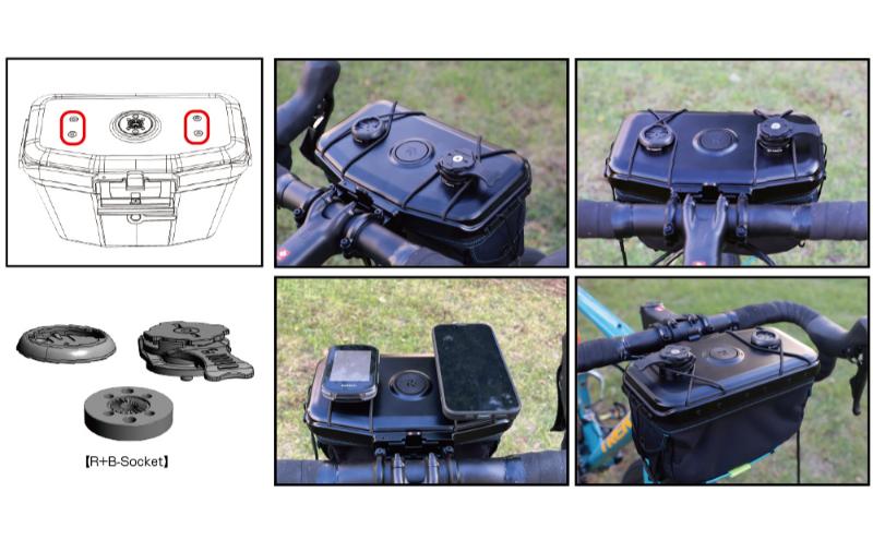 [レックマウントプラス] ライドオンバッグ上フタ用 拡張デバイスキット【R+B-Socket】「Ride On Bag のみに取付可能なアクセサリーパーツのみ。 1枚目の画像が販売商品」