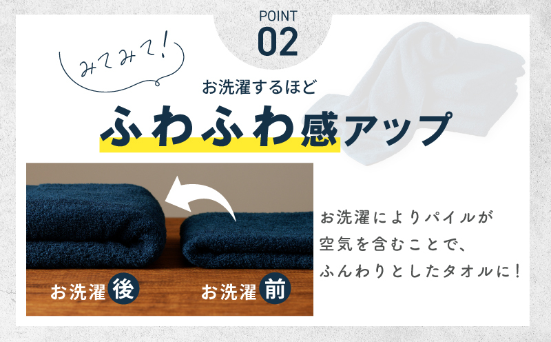 濃色カラー バスタオル 4枚セット（ネイビー＆ブルーグレー 各2枚）【泉州タオル 国産 吸水 普段使い シンプル 日用品 家族 ファミリー】 015B632_イメージ3