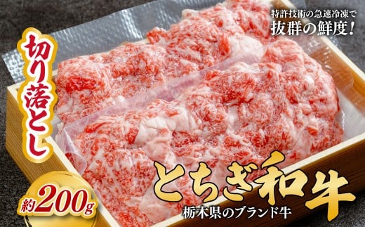 とちぎ和牛の切り落とし 200g【栃木県共通返礼品】 | 牛肉 肉 お肉 産地直送 国産 国産牛 牛丼 和牛 赤身 霜降り 希少 旨味 旨み 熟成 急速冷凍 テクニカン テクニカン社 スキンパック 真空パック 真空包装 コトラミートカルチャ 栃木県 茂木町
