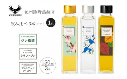 
紀州熊野蒸溜所 飲み比べ 150ml 3本セット
