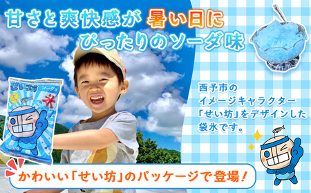 ＜袋かき氷 ソーダ味 20袋入り せい坊オリジナルグッズ2点＞ かき氷 ソーダ味 135ml 氷菓 シャーベット 袋氷 スイーツ 西予市イメージキャラクターせい坊デザイン いそき屋 愛媛県 西予市【冷