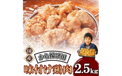 唐揚げ 2.5kg 冷蔵 新鮮 揚げるだけ もも 唐揚げ 味付け 鶏肉 肉 簡単調理 便利 時短 時短おかず お弁当 ジューシー カラアゲ karaage 国産 惣菜 そうざい おつまみ 2.5kg ごはん からあげ から揚げ 鶏肉 なだまさ  モモ肉 もも肉 福岡県 川崎町