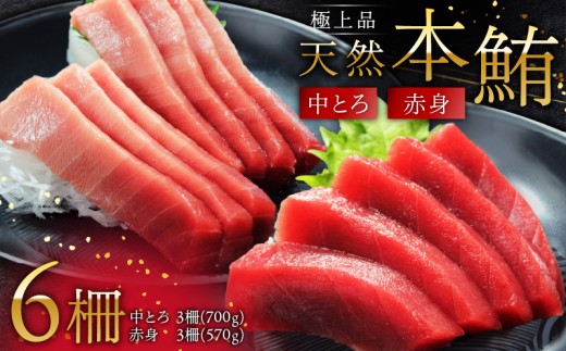 極上品 天然本鮪中とろ3柵・赤身3柵　M007-008-02