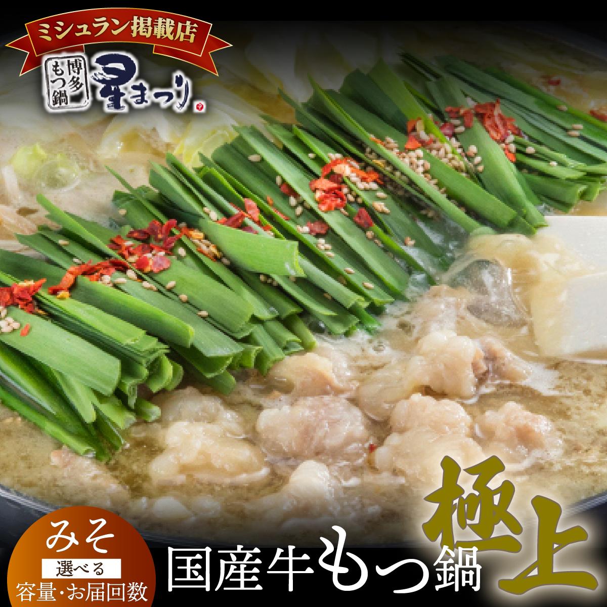 【ふるさと納税】＜選べる容量/回数＞ミシュラン掲載！国産牛 もつ鍋 みそ味セット 2～3人前/4～6人前【博多もつ鍋 星まつり】