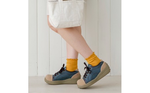 ポルカ｜ネイビー  S【35】(23.0cm) レディース スニーカー 幅広 甲高 外反母趾 ゆったり 3E 大人気 厚底 靴