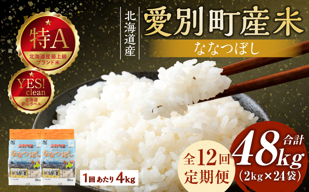 愛別町産米（ななつぼし2kg×2袋）12ヶ月定期配送【A42324】