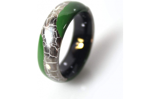 伊万里焼強化磁器指輪（白金彩貫入流水緑色）【要選択】 029-H775