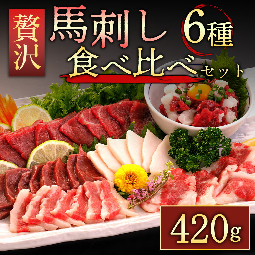 【ふるさと納税】馬刺し6種 420g(専用醤油付) 馬刺し ふるさと納税 赤身 タテガミ コウネ サガリ ハツ ユッケ フタエゴ 馬刺し 熊本 馬肉 上質 新鮮 セット 詰め合わせ 馬刺し 赤身 ふるさと納税 冷凍 馬肉 お歳暮 桜屋 熊本県 阿蘇市 ☆レビューキャンペーン対象2507☆