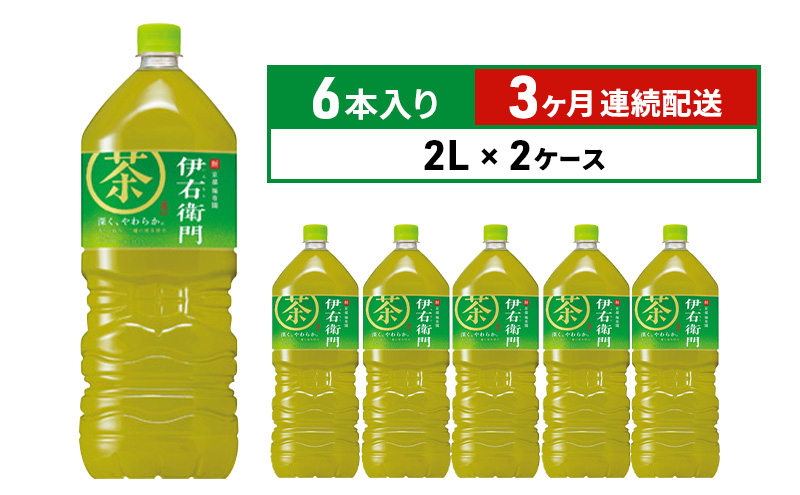 
定期便 3ヶ月 お茶 サントリー 緑茶 伊右衛門 2L×6本 2箱 ペットボトル
