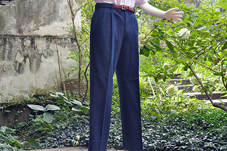 武州の藍染め 姫刺しスラックス（セミオーダー）
