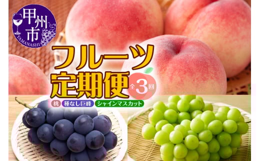 【定期便】年3回お届け 本場の美味しさを味わう甲州市のフルーツ 桃約2kg 巨峰1.5kg以上 シャインマスカット1.2kg以上 合計約4.7kg【2025年発送】（MRN）D-185 【桃 シャインマスカット 巨峰 葡萄 ぶどう 令和7年発送 期間限定 山梨県産 甲州市 フルーツ 果物】