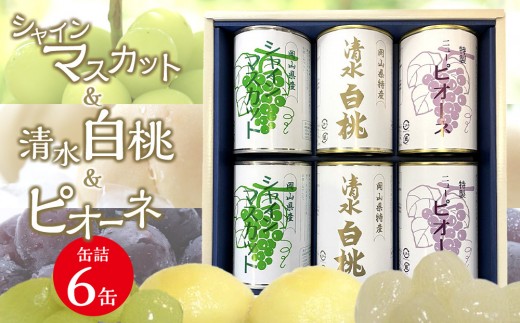 清水白桃とピオーネとシャインマスカット6缶セット | フルーツ 果物 くだもの 桃 モモ もも 白桃 ピオーネ シャインマスカット マスカット ブドウ ぶどう 葡萄 岡山 国産 人気 おすすめ フルーツ 果物 くだもの 缶詰 缶詰め