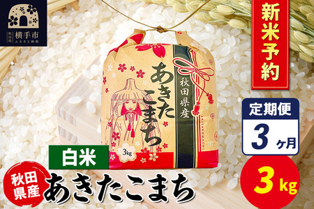 《令和7年産 新米受付》《定期便3ヶ月》あきたこまち 3kg×1袋【白米】令和7年産 秋田県産 こまちライン