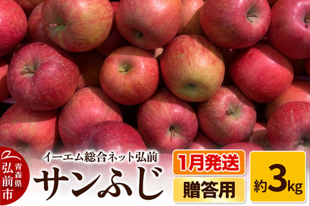 【1月発送】りんご 贈答用 サンふじ 約3kg 糖度 13度以上 EMりんご