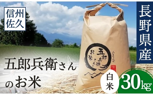 【令和7年産・白米30kg（10kg×3）】「五郎兵衛さんのお米」 長野県 信州 こしひかり【五郎兵衛米 米 コメ 白米 精米 お米 こめ おこめ 備蓄品 仕送り おすそ分け 備蓄米 コシヒカリ こしひかり 長野県 佐久市 】