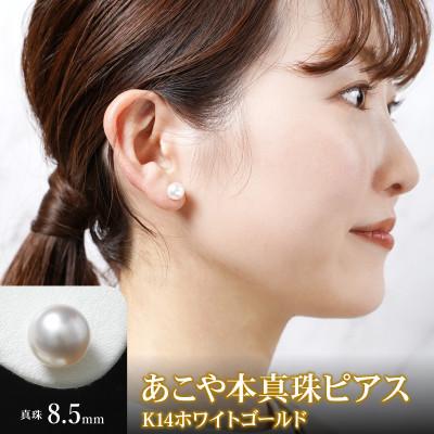 ふるさと納税 延岡市 あこや本真珠ピアス　真珠8.5mm　14金ホワイトゴールド