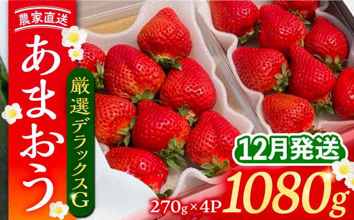 
                  【2026年12月発送】農家直送 あまおう 厳選デラックスG 1080g (270ｇ以上 × 4 パック) 土耕栽培《豊前市》【内藤農園】果物 いちご 先行予約 [VAB020]
                