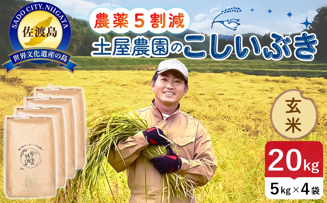 
                  佐渡島産こしいぶき 玄米 20kg 令和8年産 農薬5割減 土屋農園 | 新潟県産こしいぶき 新潟産こしいぶき 佐渡産こしいぶき こしいぶき お米 米 玄米 げんまい おこめ コメ 20キロ にいがた さど 新潟県 佐渡市
                
