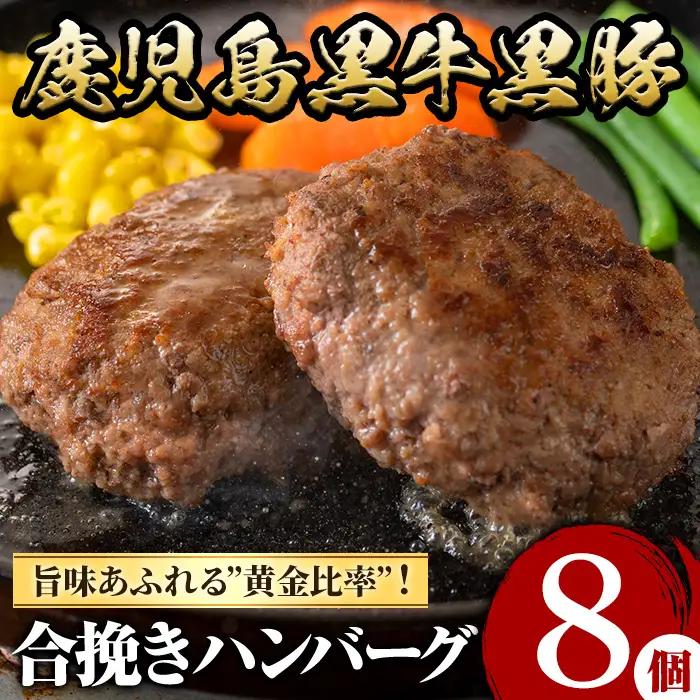 鹿児島黒牛黒豚ハンバーグ(8個・計1.04kg) 国産 九州産 鹿児島県産 お肉 ぶた ブタ 豚肉 牛肉 ミンチ パック 小分け 冷凍 冷凍ハンバーグ おかず 惣菜 調理 お弁当【さつま屋産業】_y436