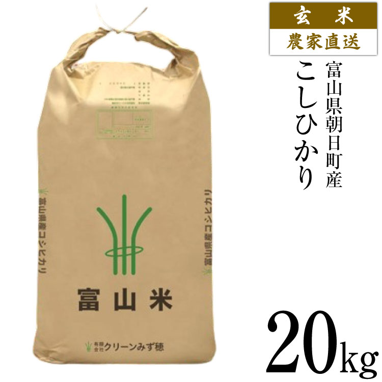 【ふるさと納税】 【期間限定発送】 玄米 令和7年産 こしひかり 20kg [クリーンみず穂 富山県 朝日町 34310538] お米 コシヒカリ コメ 20キロ ご飯 ごはん 農家 直送 おこめ こめ