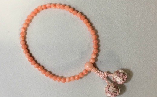 子供用　ピンク珊瑚の片手数珠（女の子用）kn019