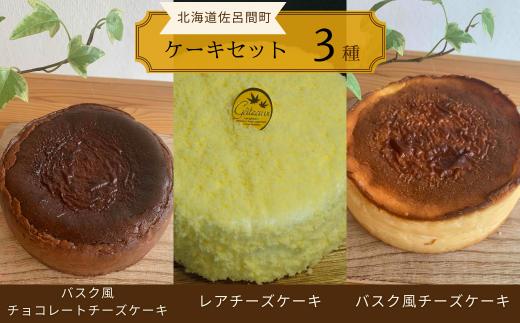 3種のケーキセット（バスク風チョコチーズ・レアチーズ・バスク風チーズ） 【 ふるさと納税 人気 おすすめ ランキング 菓子 ケーキ バスク風 チョコチーズ チーズケーキ レアチーズ 甘い 美味しい 北海道 佐呂間町 送料無料 】 SRMJ046