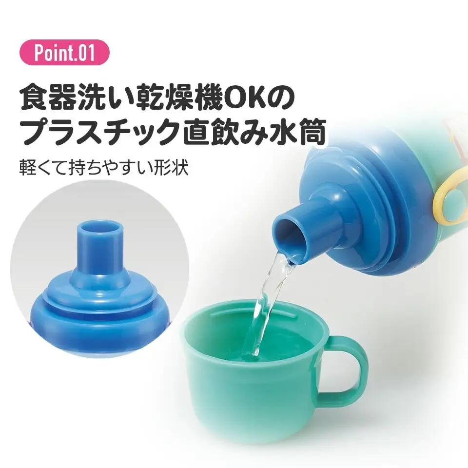 直飲みコップ付きプラ水筒　624483　4-101