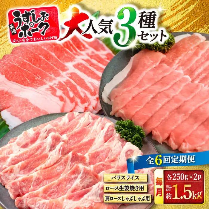 6回定期便 豚肉 大人気3種セット計1.5kg CAG220 国産豚 豚肉 国産豚 バラ