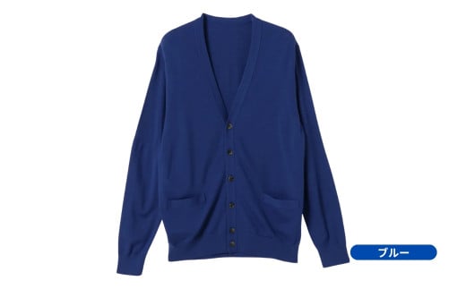 Vネックカーディガン ( ブルー L ) ウール 100% メンズ | ニット Vネック カーディガン 薄手 無地 おしゃれ シンプル 長袖 秋冬 冬 新潟県 五泉市 株式会社川島
