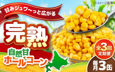 【全3回定期便】自然甘 ホールコーン 3缶【きもべつ観光協会】 缶詰 瓶詰 加工品 とうもろこし 北海道 常温配送 [AJAG036]
