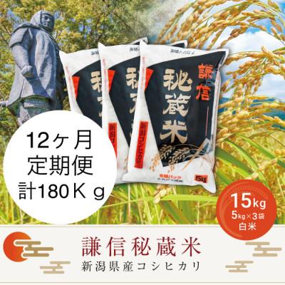 ふるさと納税 上越市 【毎月定期便】謙信秘蔵米15kg全12回