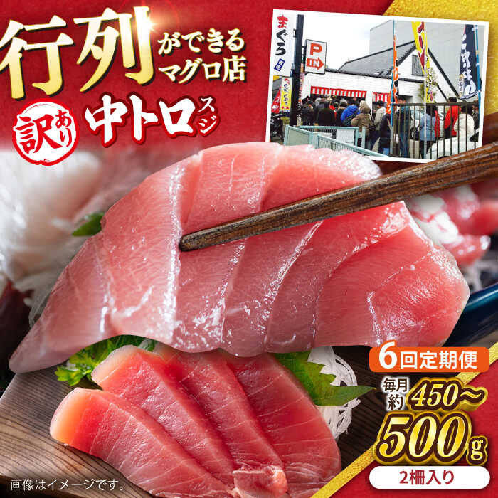 【ふるさと納税】【全6回定期便】【訳あり】天然 本まぐろ 中トロ（約450〜500g（2柵入り））【横須賀商工会議所 おもてなしギフト事務局（本まぐろ直売所）】[AKAK088]
