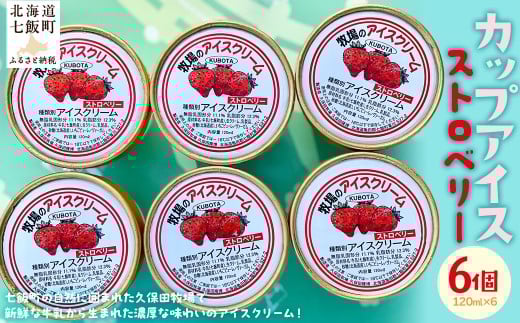 アイスクリーム　ストロベリー 120ml×6個 【 ふるさと納税 人気 おすすめ ランキング アイスクリーム アイス あいす ストロベリー いちご イチゴ 苺 セット おいしい 北海道 七飯町 送料無料 】 NAP012
