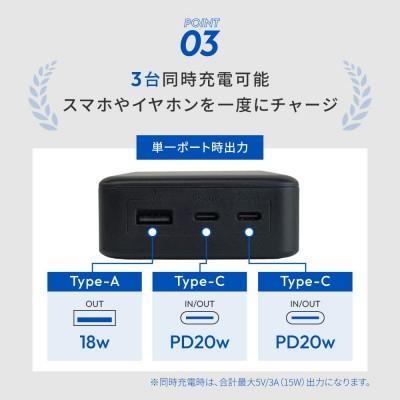 ふるさと納税 海老名市 20000mAh 最大PD20W 残量表示付き モバイルバッテリー ブラック |  | 03
