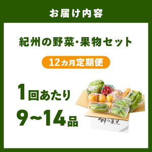 【8065】紀州の野菜・果物セット（9～14品目）定期便年12回