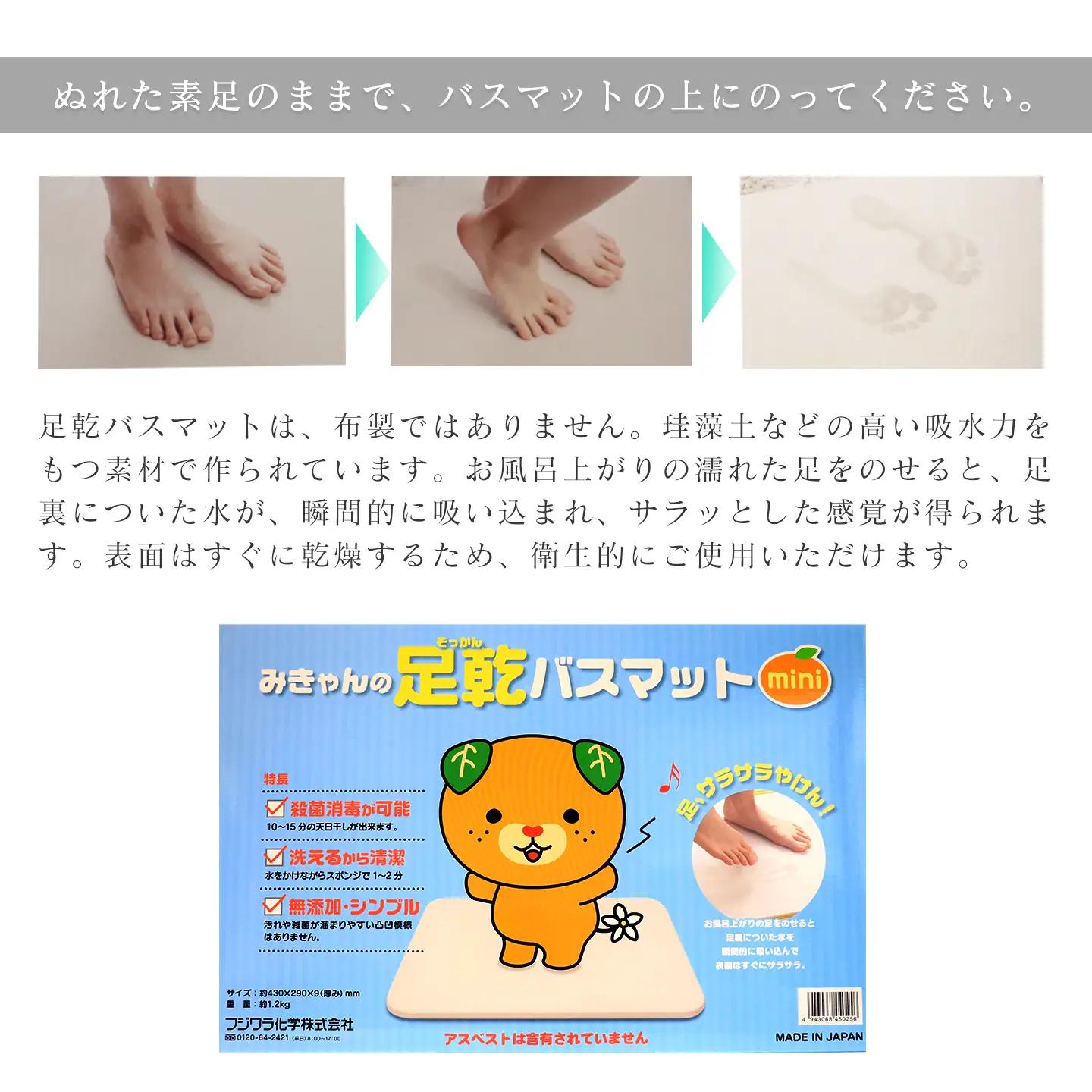NEW 足乾（そっかん）バスマット_ミニサイズ｜ 珪藻土 マット