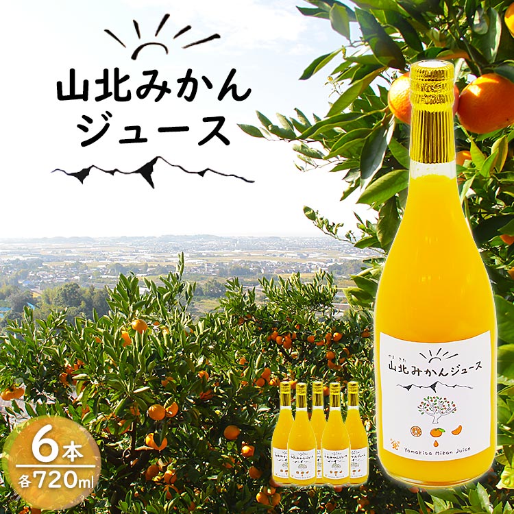 【ふるさと納税】山北みかんジュース 720ml×6本 - 果汁100％ 高知県産 ブランドみかん 温州みかん ストレート 果物 フルーツ 柑橘 オレンジ おいしい 甘い おすそ分け 飲み物 飲料 送料無料 贈り物 ギフト お礼 御礼 ご褒美 高知県 香南市【常温】yk-0041