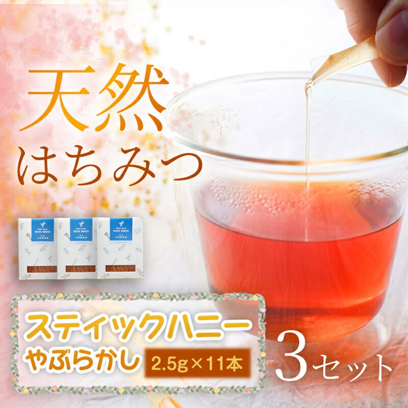 【ふるさと納税】【贅沢はちみつ習慣】美容パックにも最適！スティックハニー やぶからし 2.5g×11本×3セット　岩手 盛岡市 国産 蜂蜜 無添加 無加工 天然 濃厚 上品な香り スイーツ ご褒美 美容 健康食品 免疫力 美肌 ギフト プレゼント