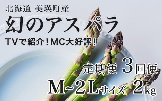 
                  【令和9年産先行予約】幻のアスパラ M～2Lサイズ 2kg 3回便 ラスノーブル 令和9年産 北海道 美瑛町 本山農場 グリーンアスパラ | グリーン アスパラガス アスパラ あすぱら あすぱらがす 採れたて ギフト 贈答 新鮮 旬 産地直送 野菜 [066-19]
                