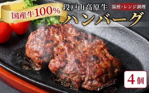 国産 牛肉 100% ハンバーグ レンジ可 湯煎 加熱済 4個 個包装 100ｇ 国産牛 牛 着色料 保存料 化学調味料 不使用 牛肉ハンバーグ 肉 肉汁 -094