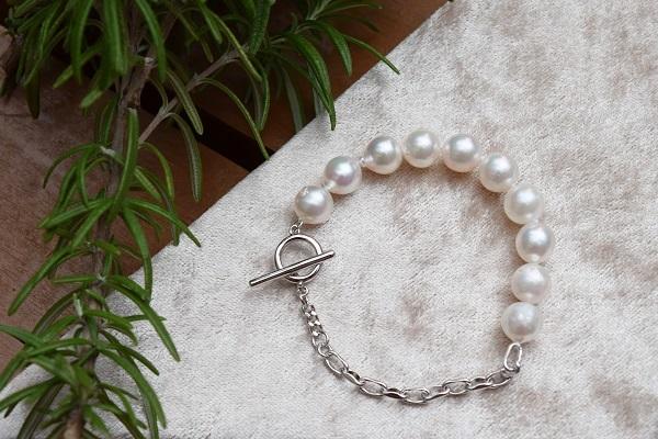 あこやバロック真珠×チェーンブレスレット　　