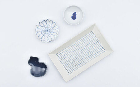 【ロマ佐賀】【有田焼】連子 長角皿＆小物セット 青シリーズ / 焼物 焼き物 / 株式会社まるぶん [41APCD060]