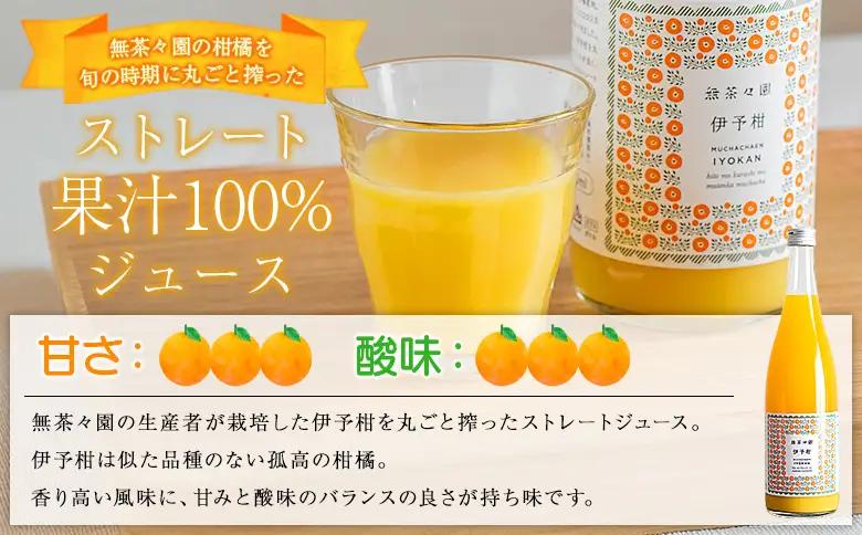 ＜無茶々園の伊予柑ジュース 720ml 3本＞『1か月以内に順次出荷予定』柑橘 果物 オレンジ フルーツ ストレート 果汁100% 伊予柑 いよかん イヨカン 丸ごと 甘み 甘味 酸味 バランスがいい